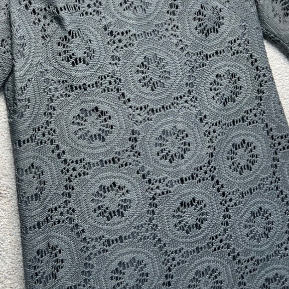 Adrianna Papell Gray Lace Cocktail Dress Party Career Size 12 Crochet Career - Picture 5 of 13